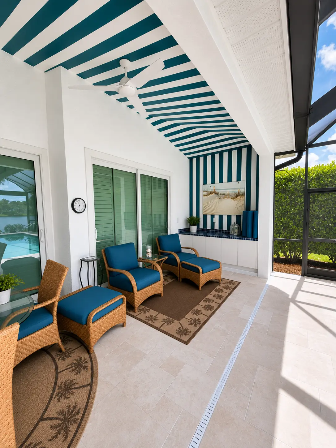 Custom outdoor lanai ceiling painting Naples FL by 6M Design